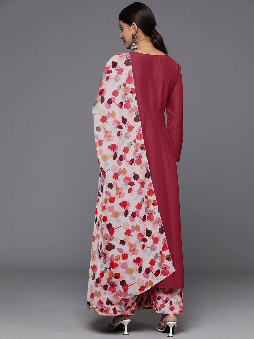 Dhiyona VA Women'sV-Neck Anarkali Kurta with Trousers & Dupatta