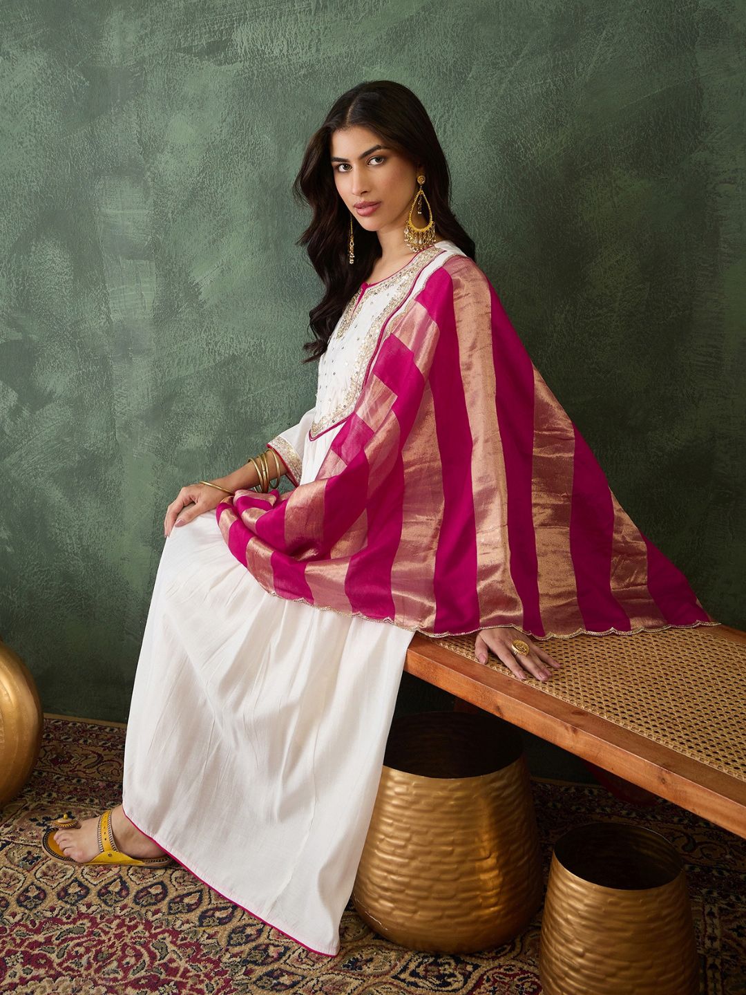 Dhiyona KA Women Embroidered A-Line Kurta Set