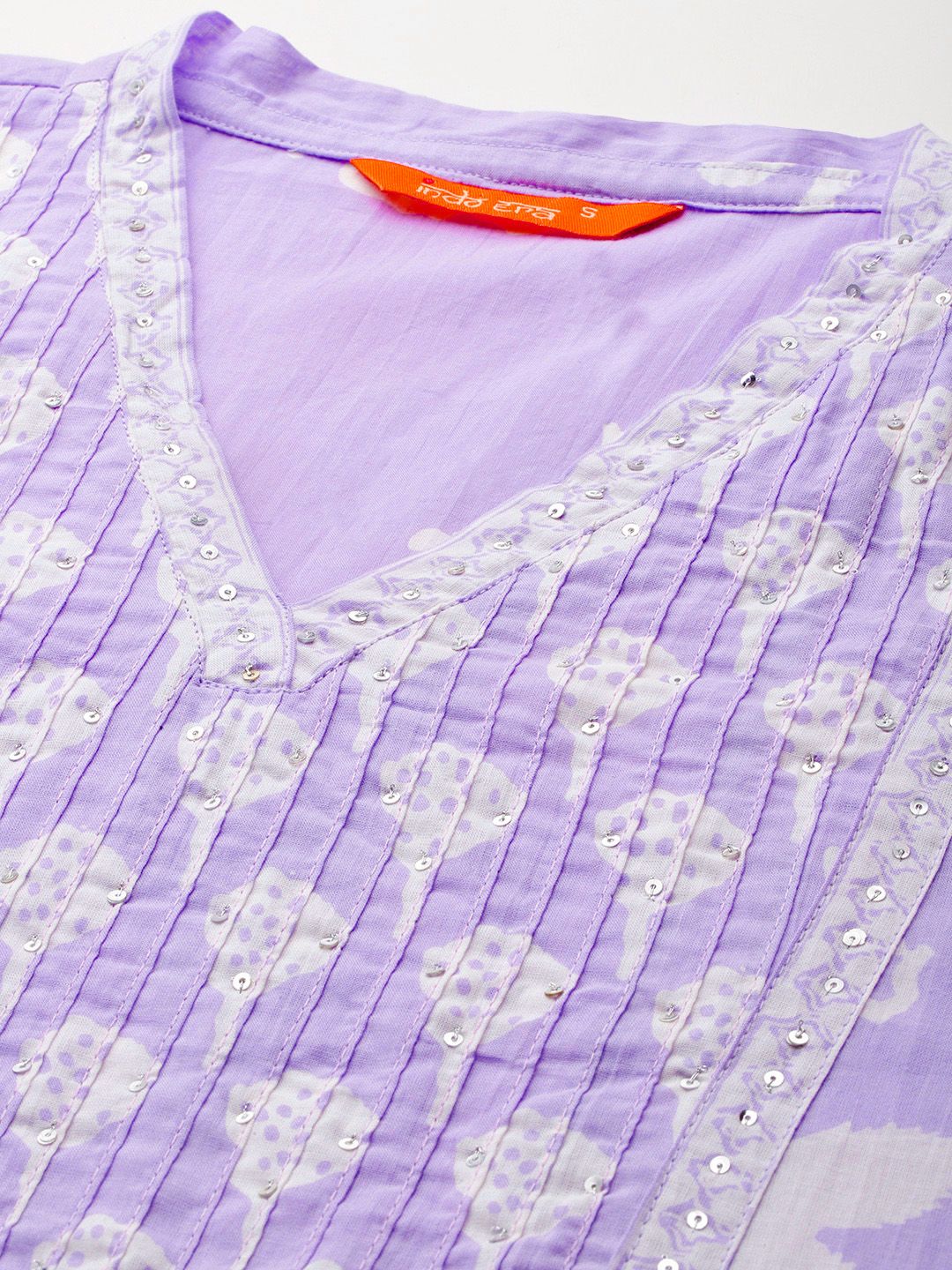Dhiyona IE Floral Printed Sequinned Pure Cotton Kurta With Trousers & Dupatta