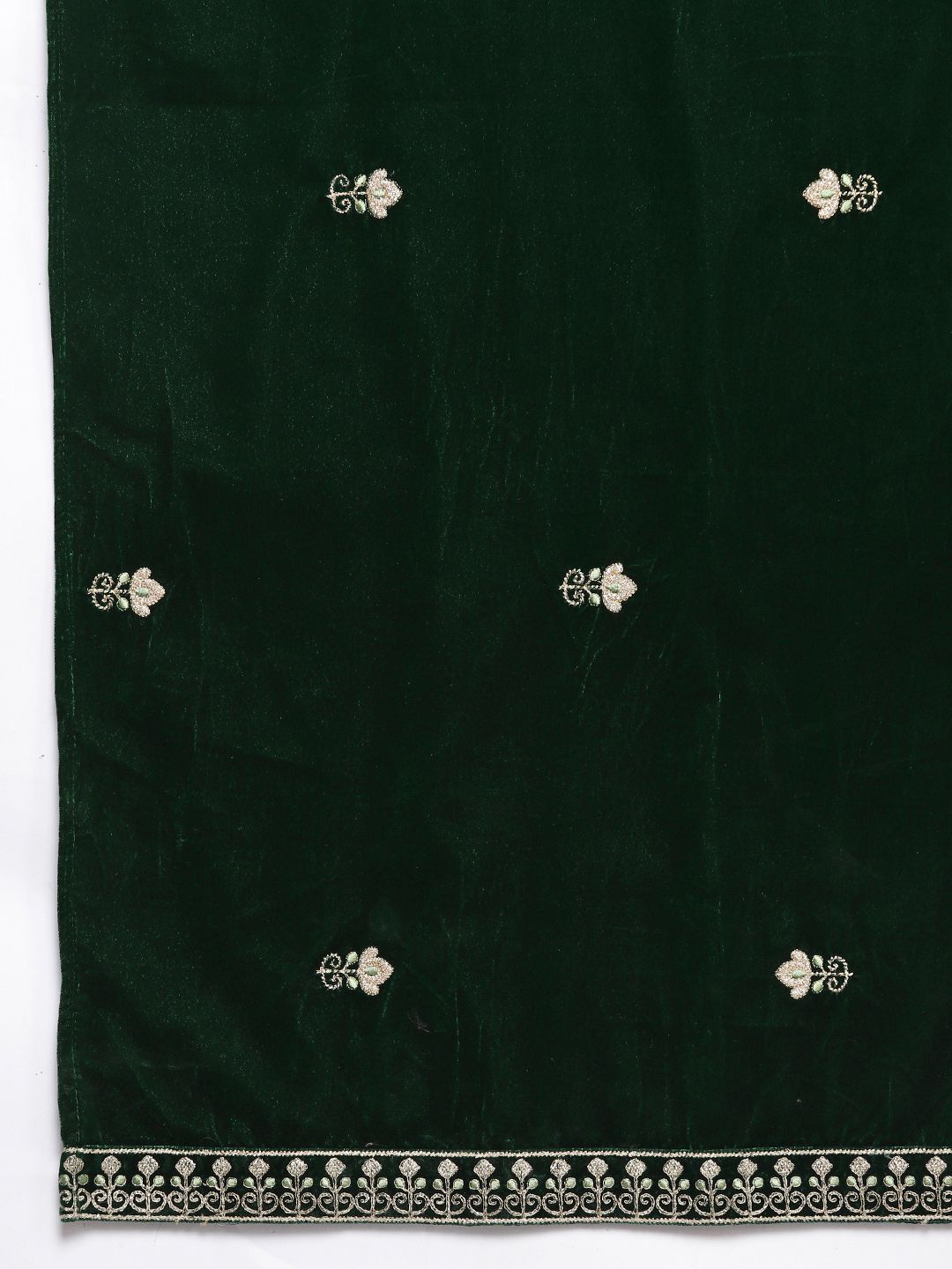 Dhiyona VA Women'sWinter floral Zari Embroidered Velvet Kurta Set with Dupatta.