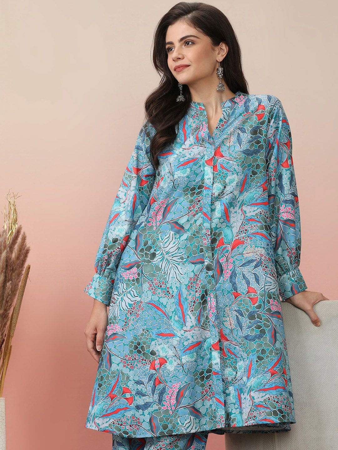 Dhiyona VA Women'sFloral Printed Kurta With Trouser