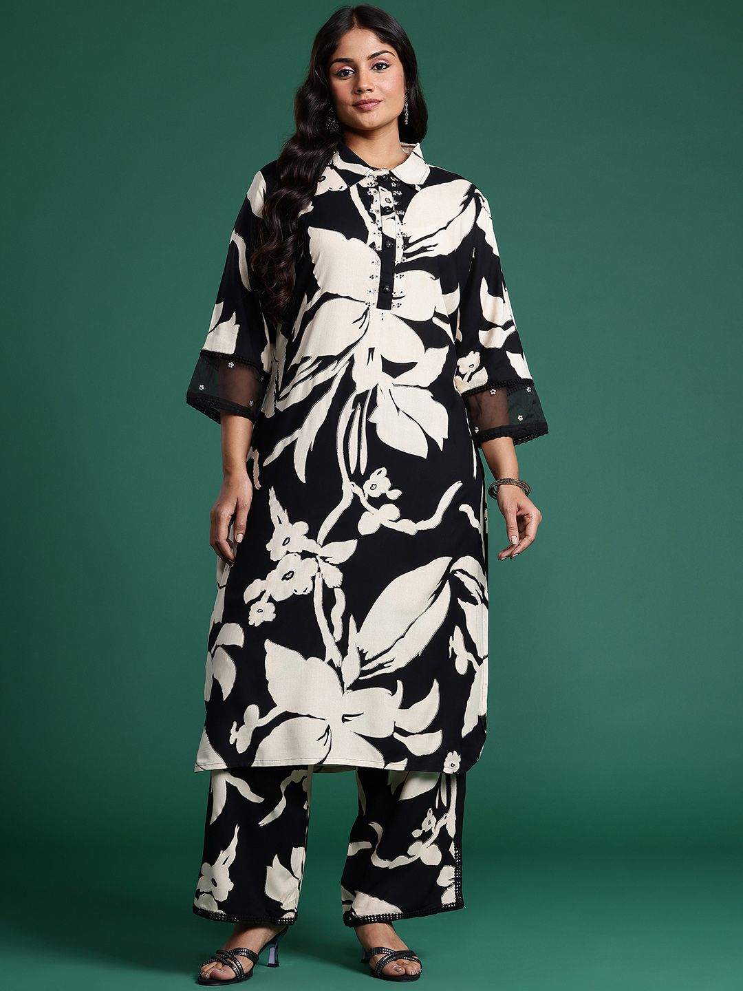 Dhiyona IE Floral Printed Kurta with Trousers & Dupatta