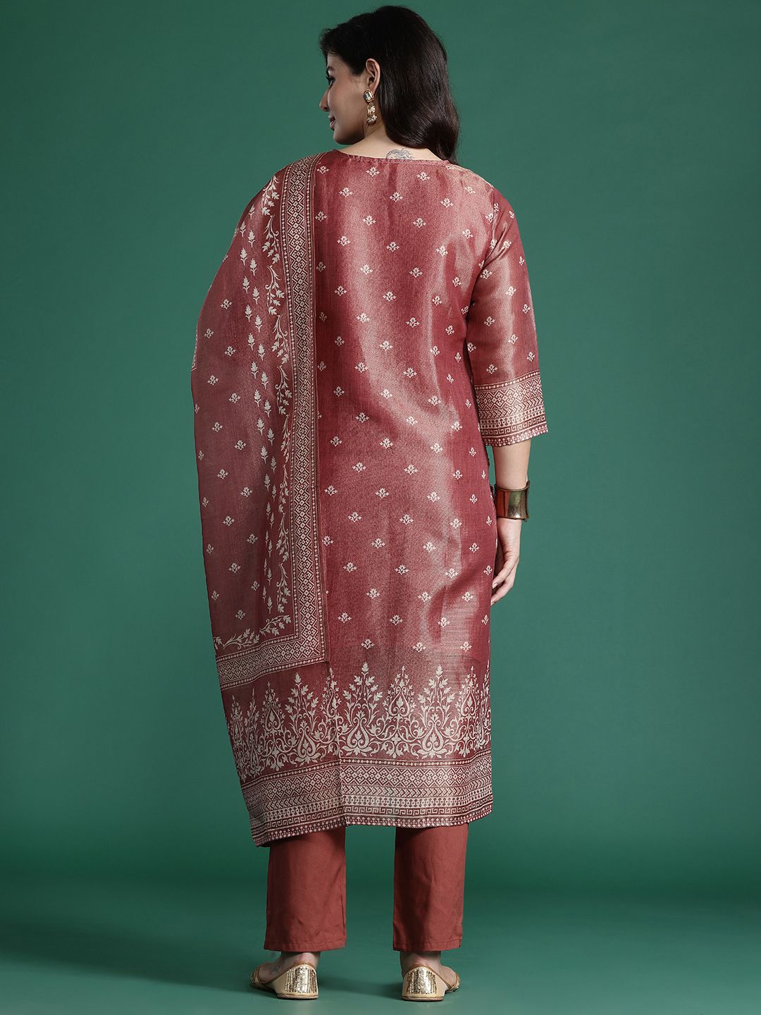 Ethnic Motifs Embroidered Kurta with Trousers & With Dupatta