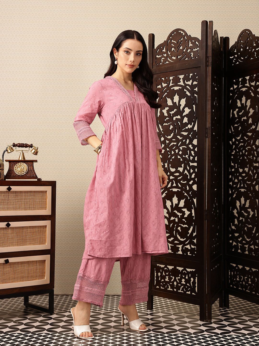 Dhiyona PD Women Empire Pure Cotton Jashn Kurta with Palazzos & Dupatta