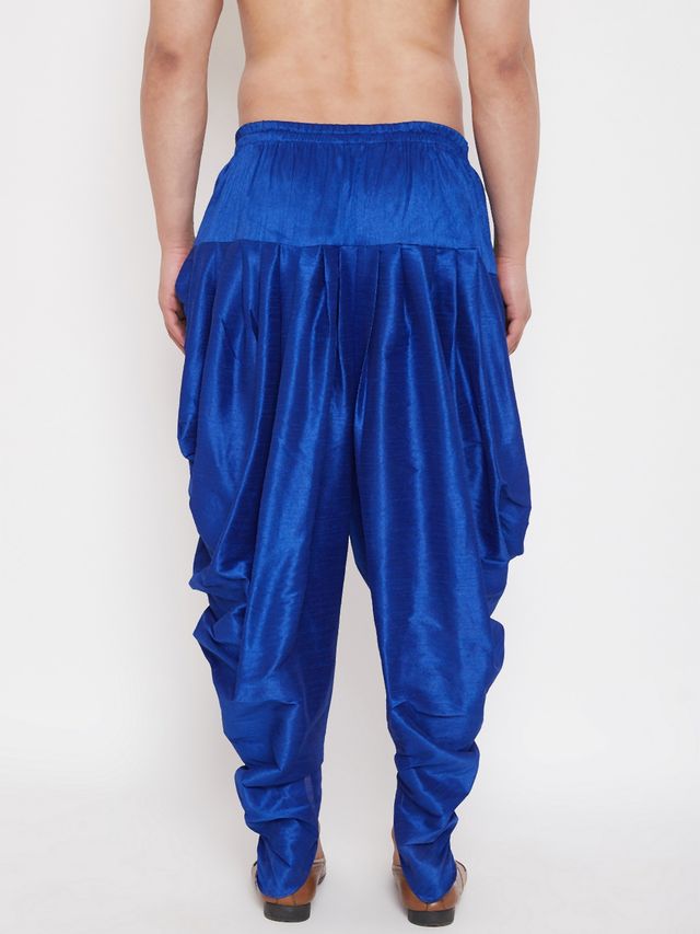 Men's Blue Silk Blend Regular Dhoti