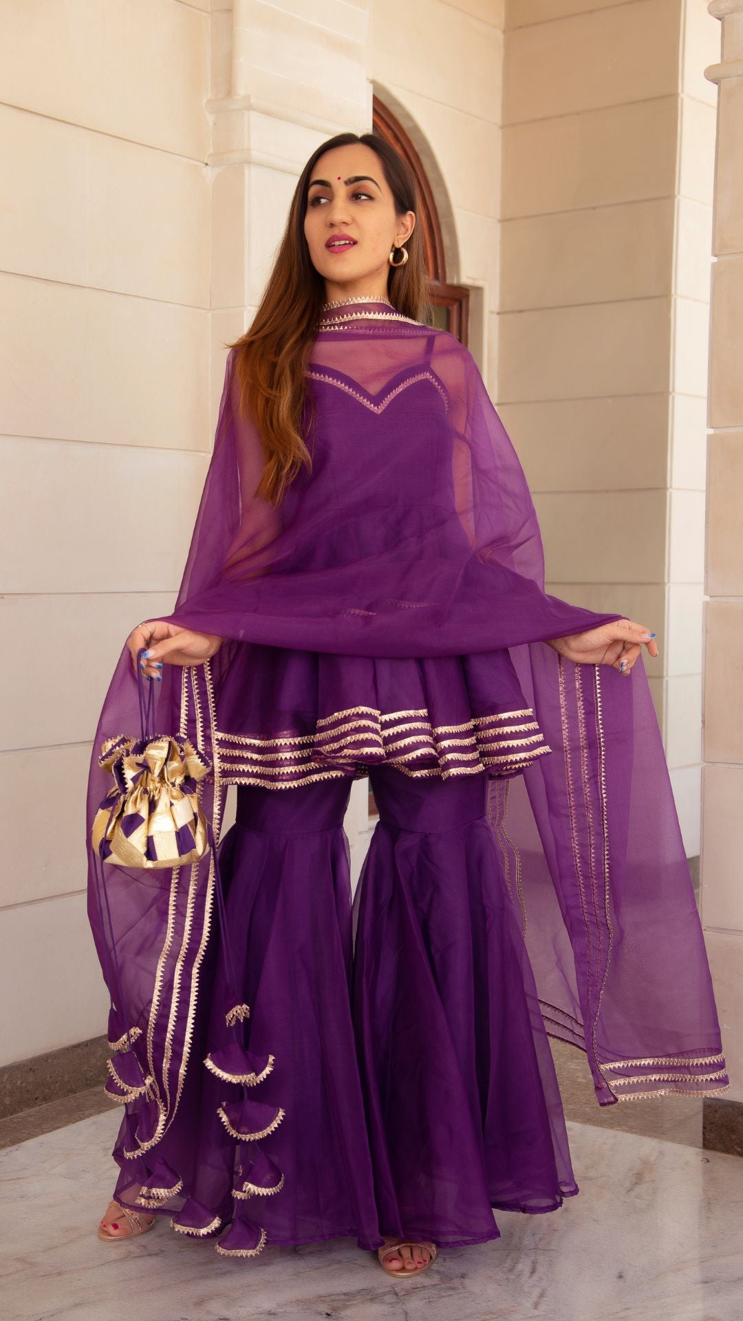 Masakali Purple Organza Sharara Set