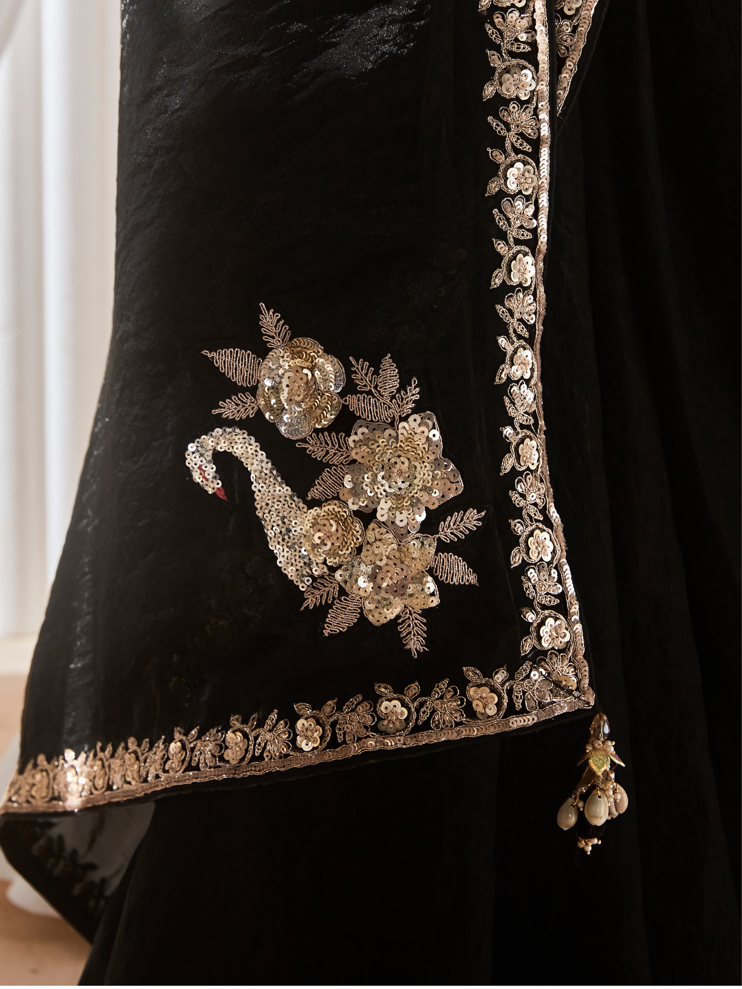 Dhiyona KM Women Black Organza Saree: Effortless Elegance For Every Occasion