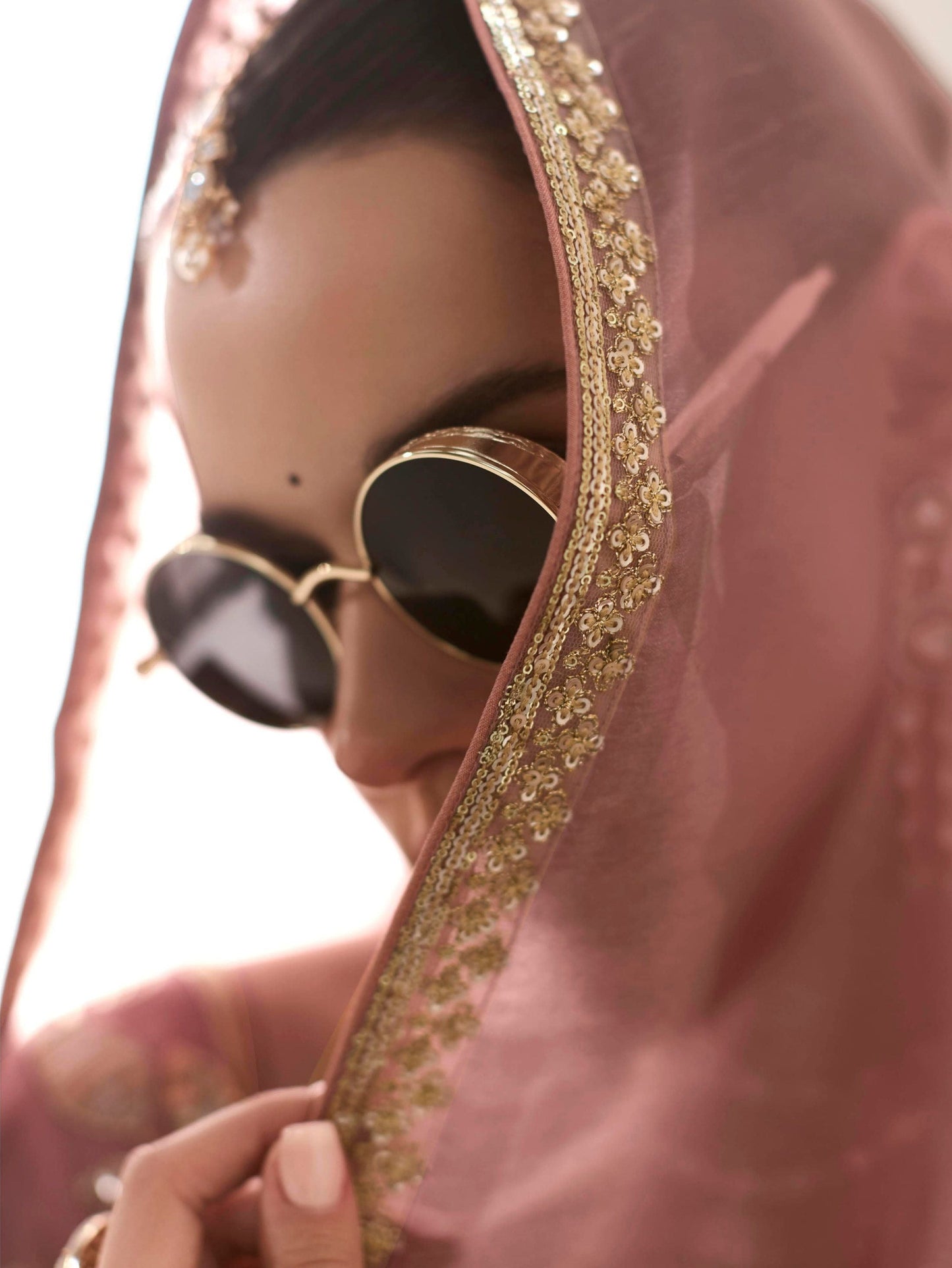 Dhiyona KM Women Royal Pink Premium Organza Saree With Golden Sequin Blouse