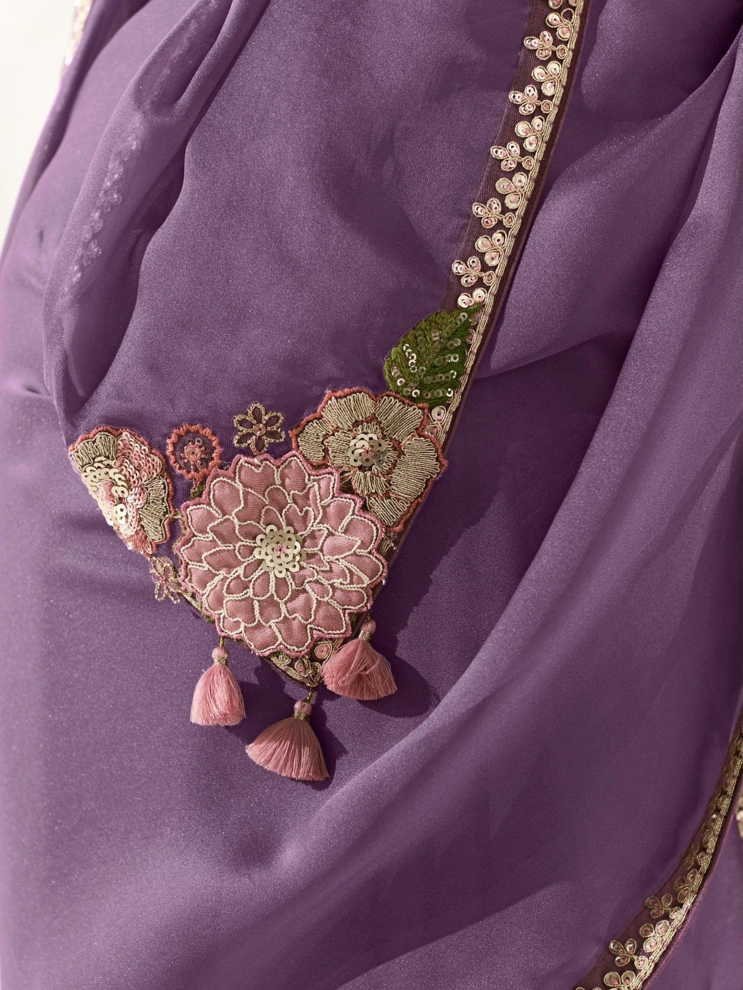 Dhiyona KM Women Royal Purple Silk Saree With Light Lavender Blouse “ A Symphony Of Shades