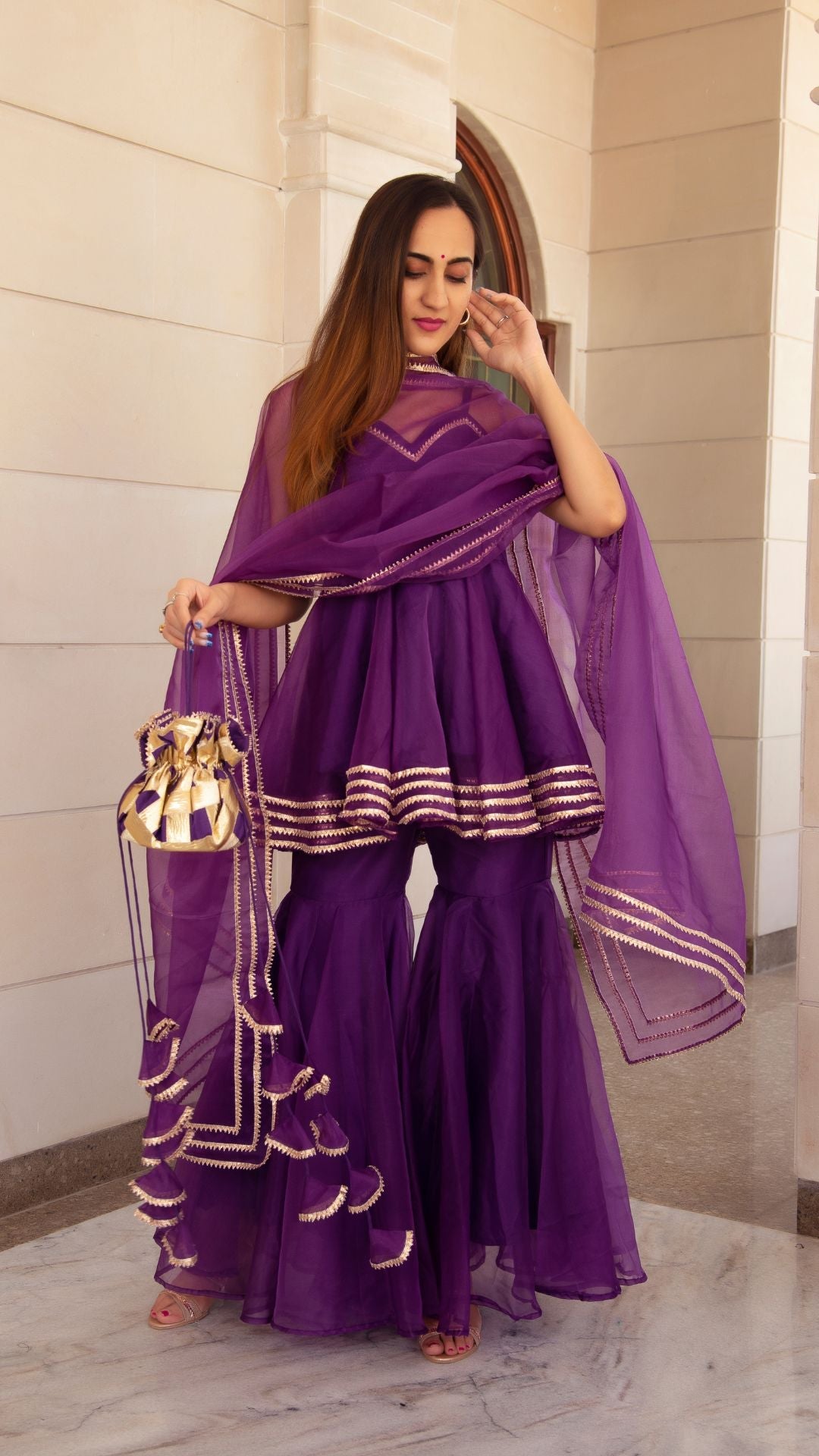 Masakali Purple Organza Sharara Set