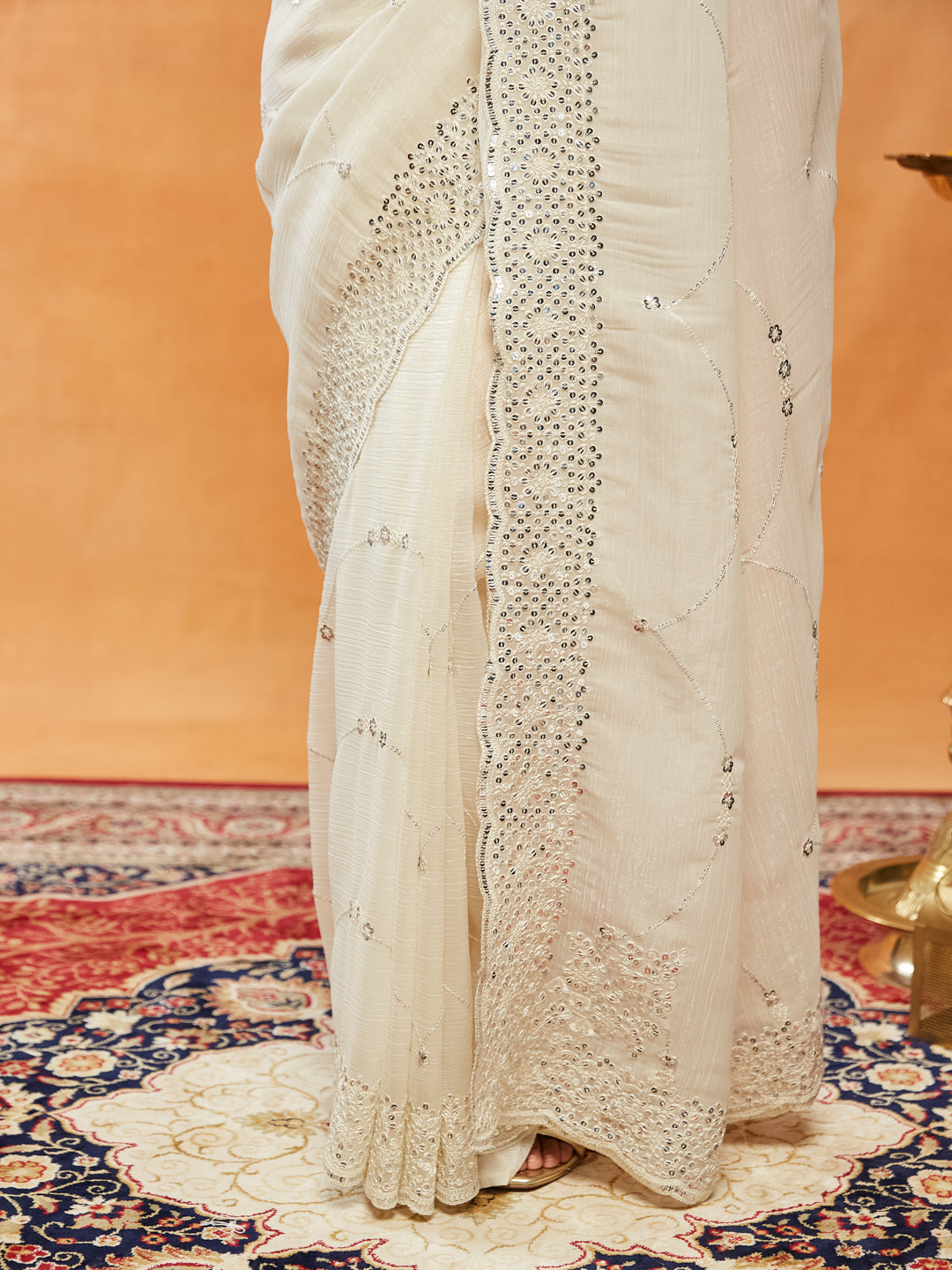 Dhiyona KS Women's Embellished Embroidered Pure Chiffon Saree
