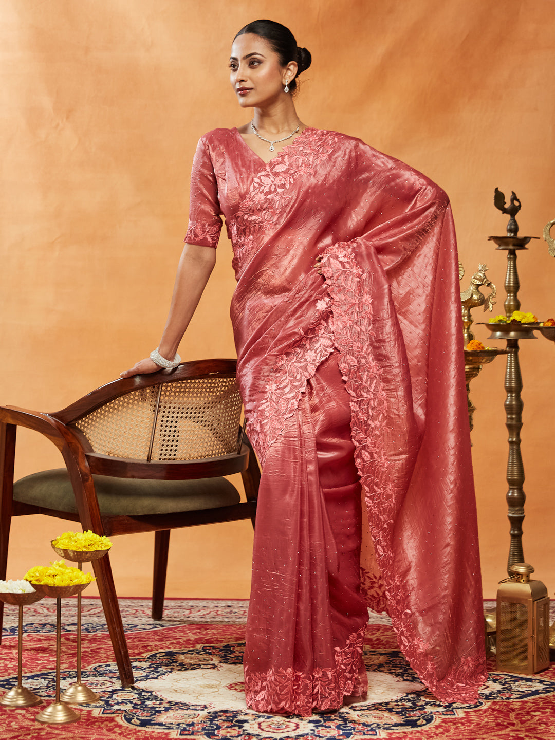 Dhiyona KS Women's Embellished Embroidered Organza Saree