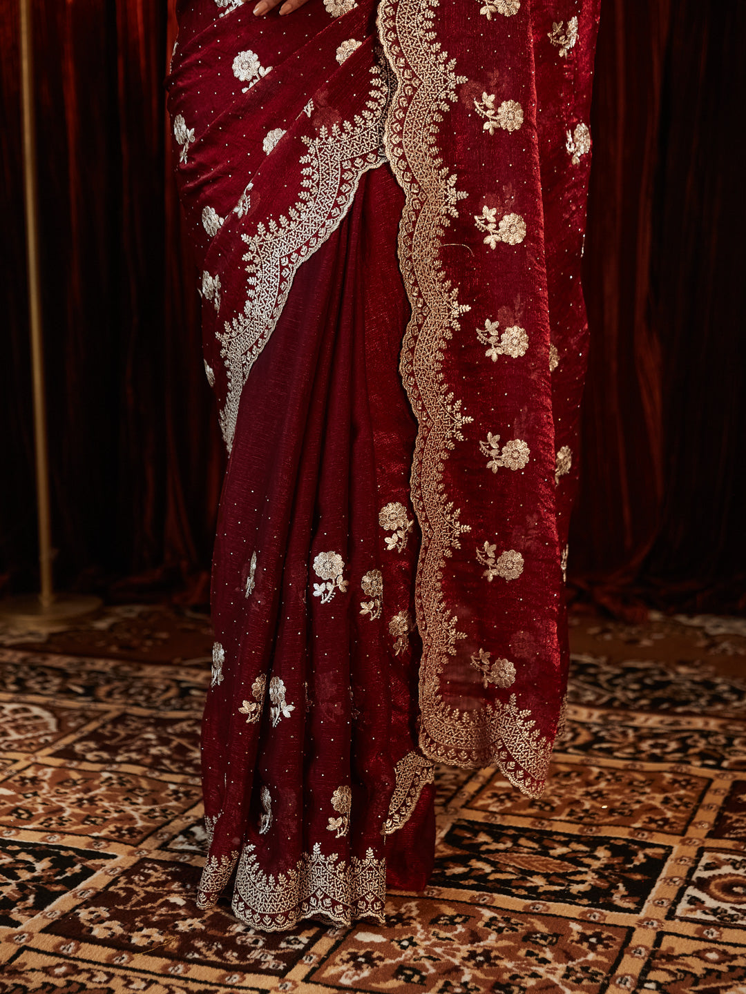 Dhiyona KS Women's Embellished Embroidered Pure Chiffon Saree