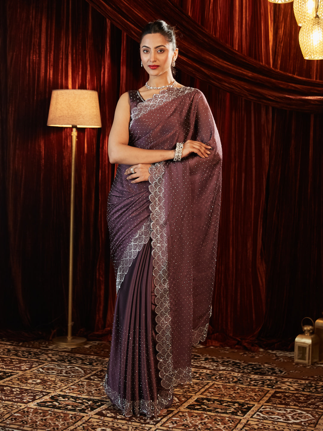 Dhiyona KS Women's Embellished Beads and Stones Saree