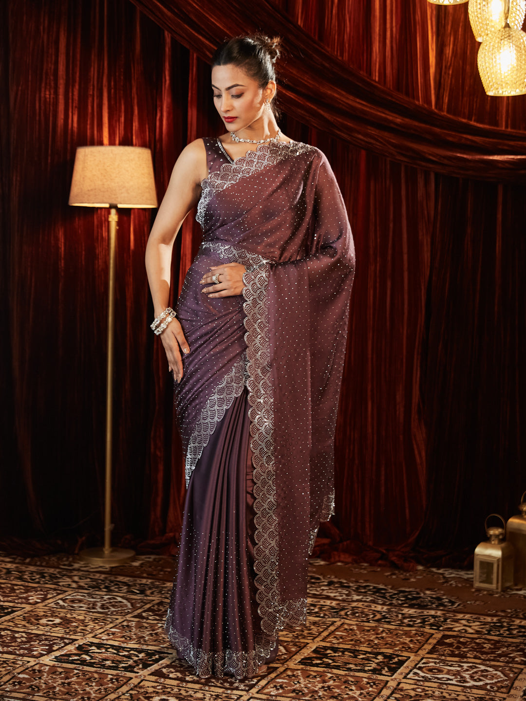 Dhiyona KS Women's Embellished Beads and Stones Saree