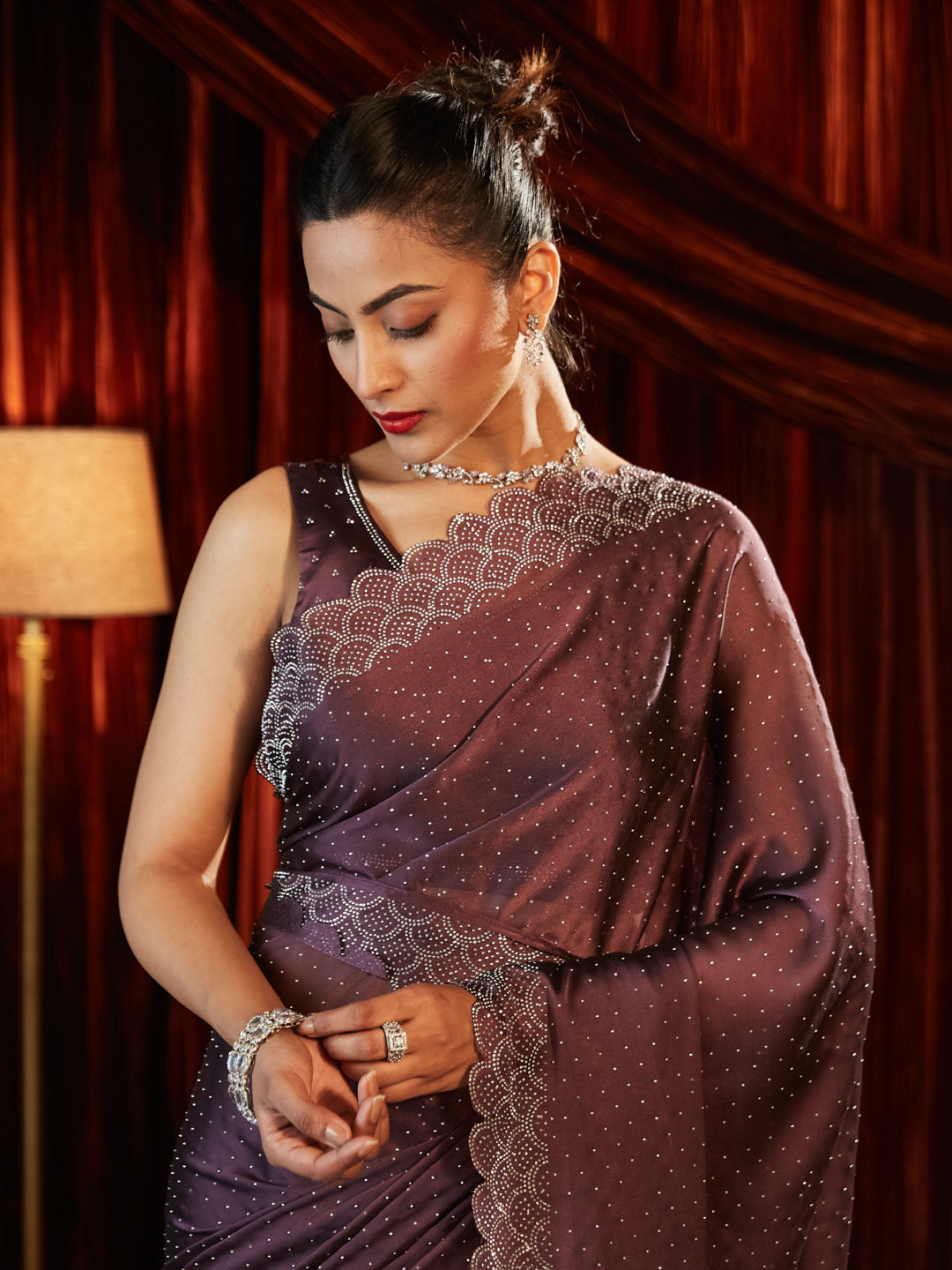 Dhiyona KS Women's Embellished Beads and Stones Saree