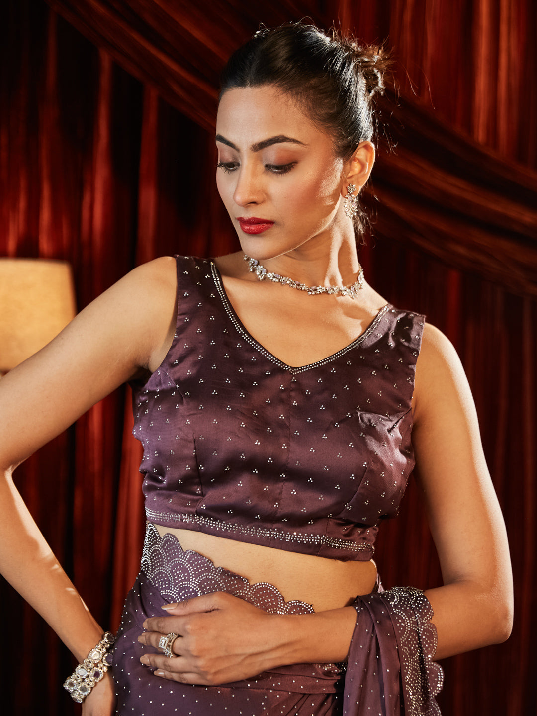 Dhiyona KS Women's Embellished Beads and Stones Saree