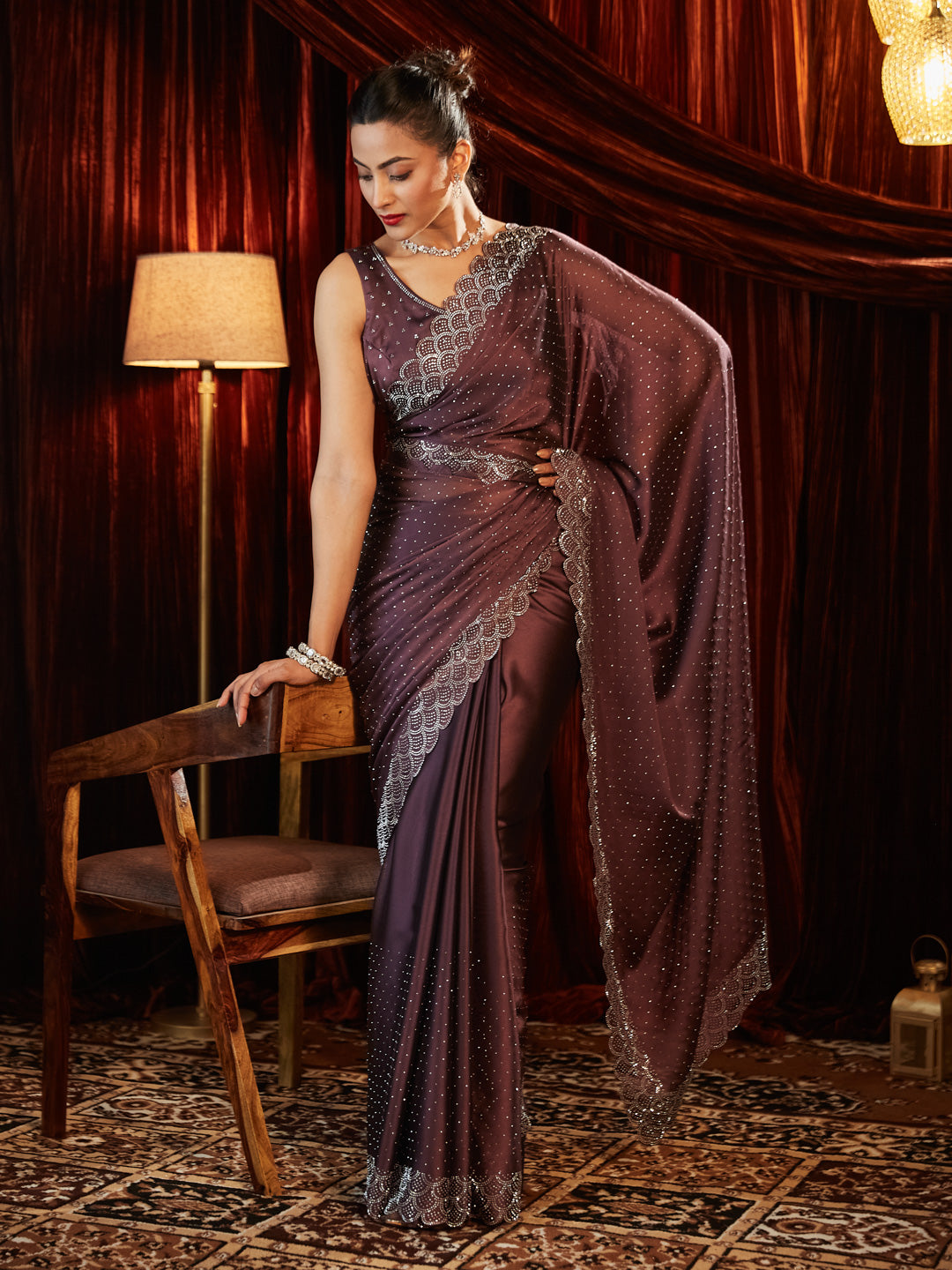 Dhiyona KS Women's Embellished Beads and Stones Saree