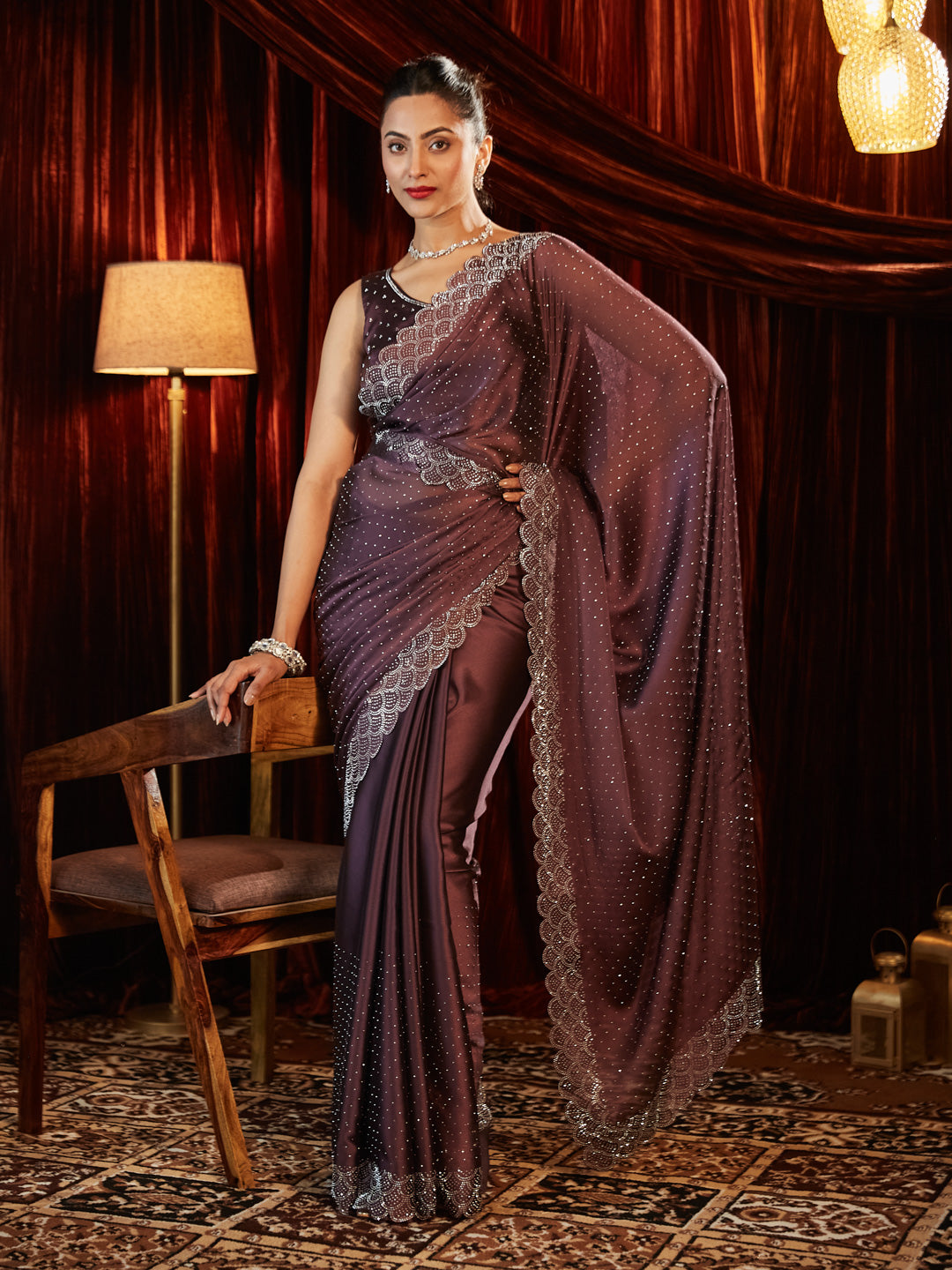 Dhiyona KS Women's Embellished Beads and Stones Saree