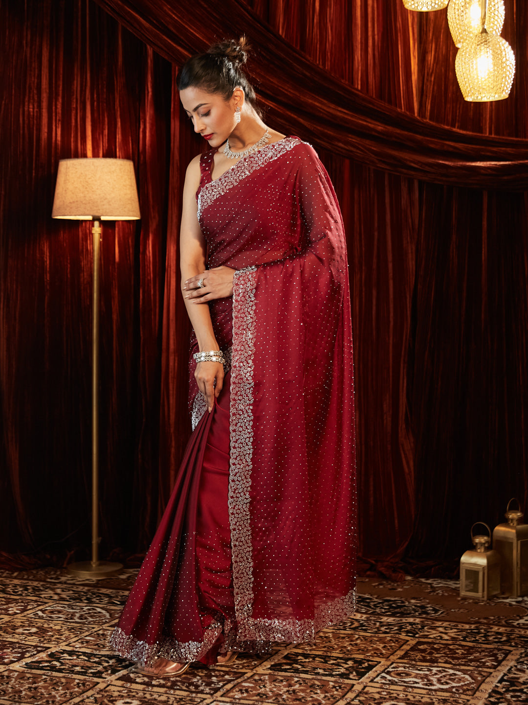 Dhiyona KS Women's Embellished Embroidered Designer Saree