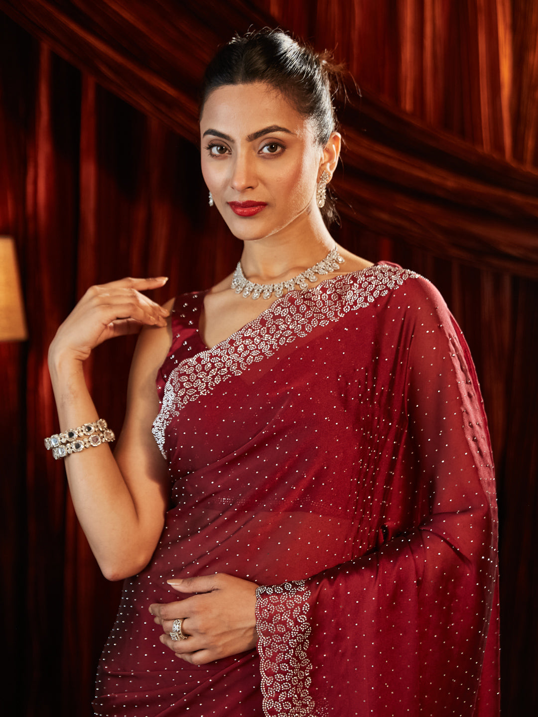 Dhiyona KS Women's Embellished Embroidered Designer Saree