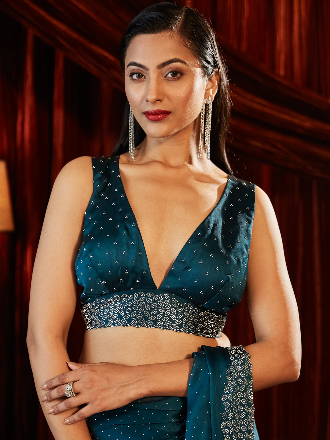 Dhiyona KS Women's Embellished Beads and Stones Saree
