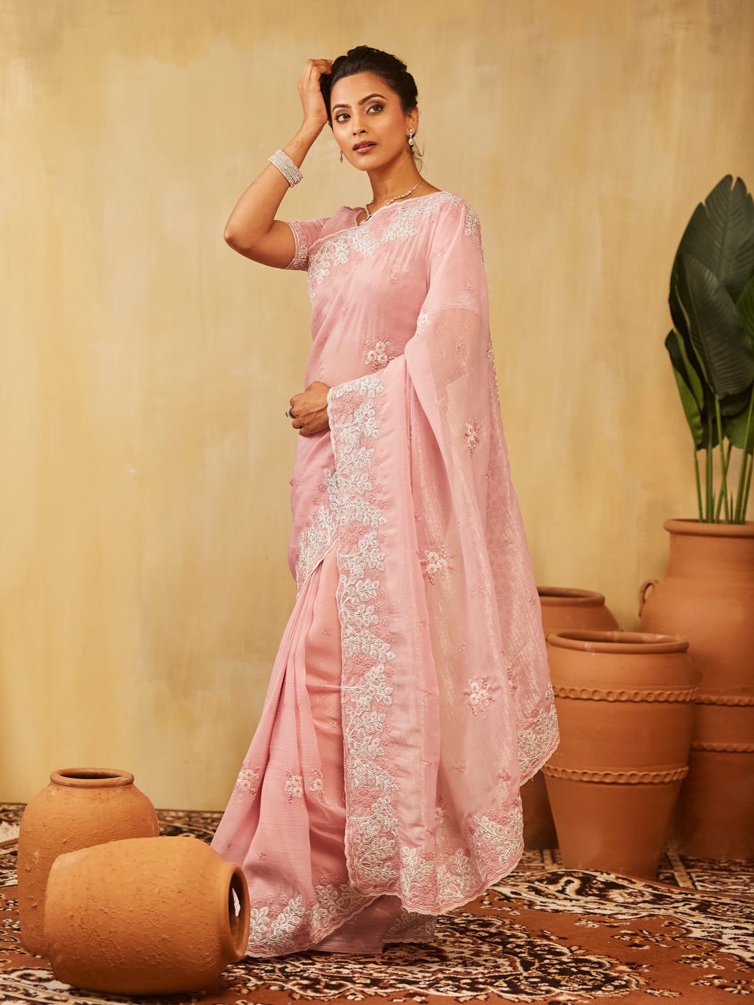 Dhiyona KS Women's Embellished Embroidered Saree