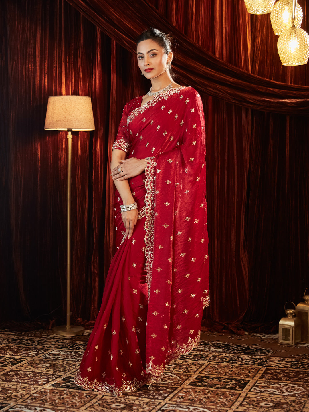 Dhiyona KS Women's Embellished Sequinned Saree
