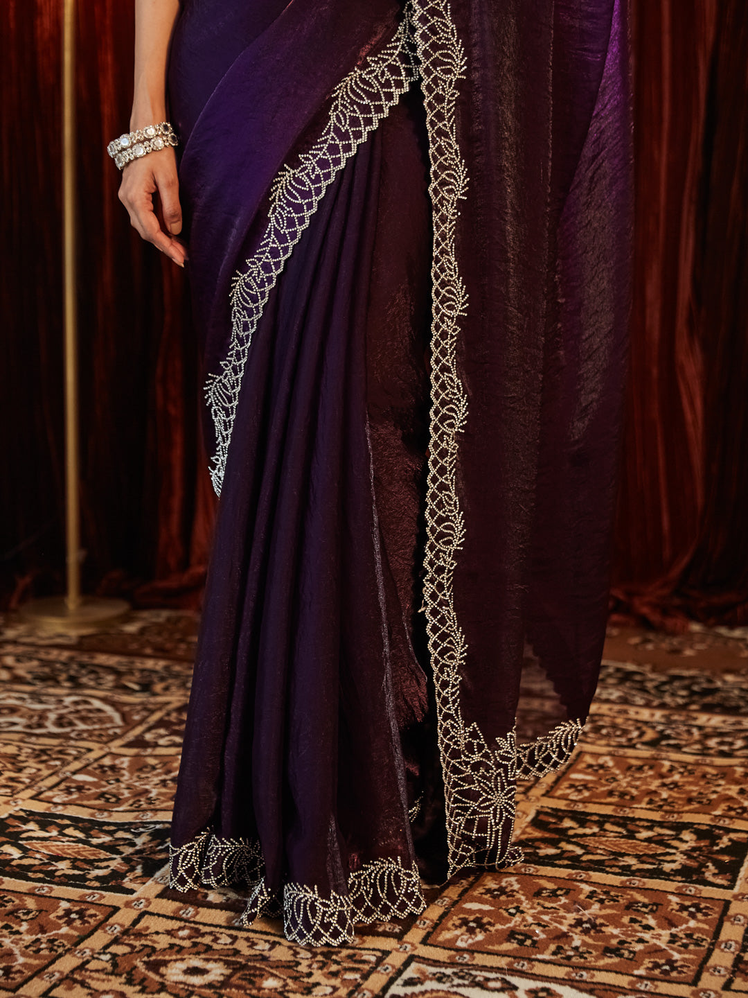 Dhiyona KS Women's Embellished Border Saree With Blouse Piece