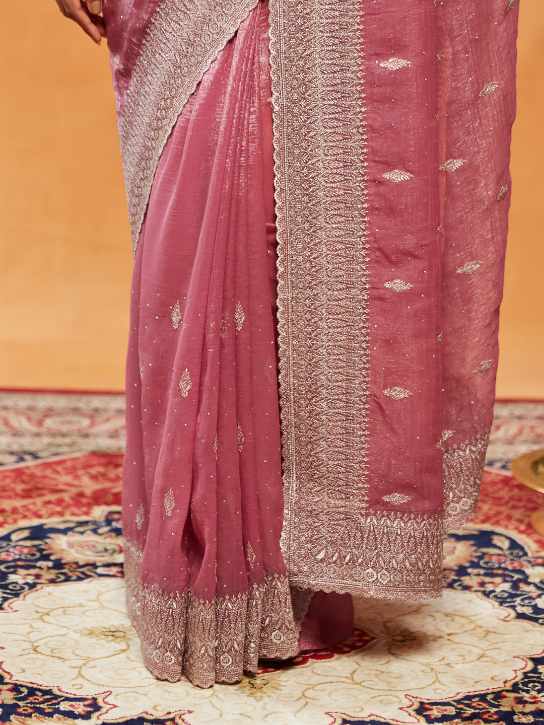 Dhiyona KS Women's Embellished Embroidered Pure Chiffon Saree