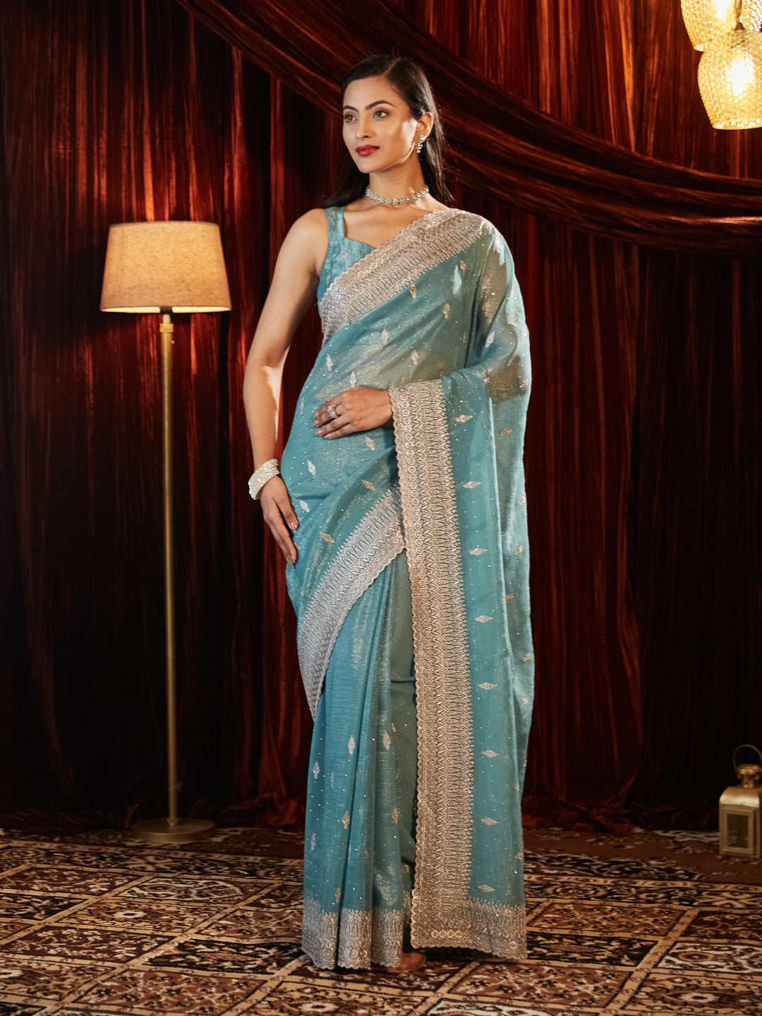 Dhiyona KS Women's Embellished Embroidered Pure Chiffon Saree