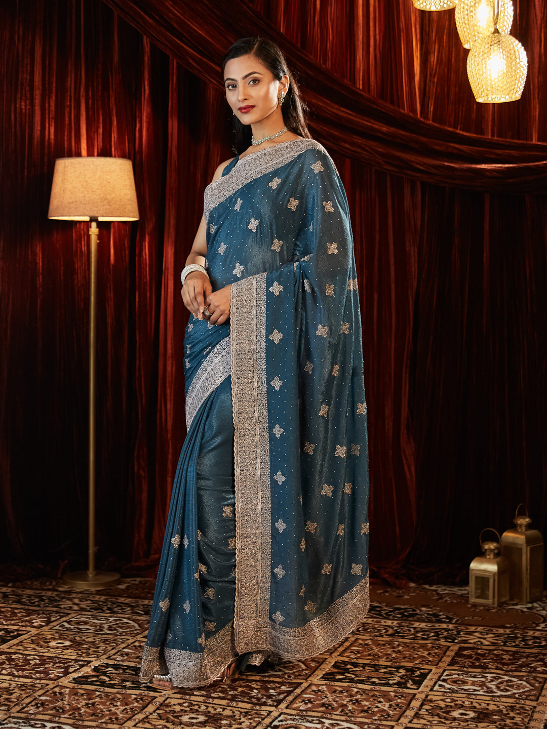 Dhiyona KS Women's Embellished Embroidered Pure Chiffon Saree