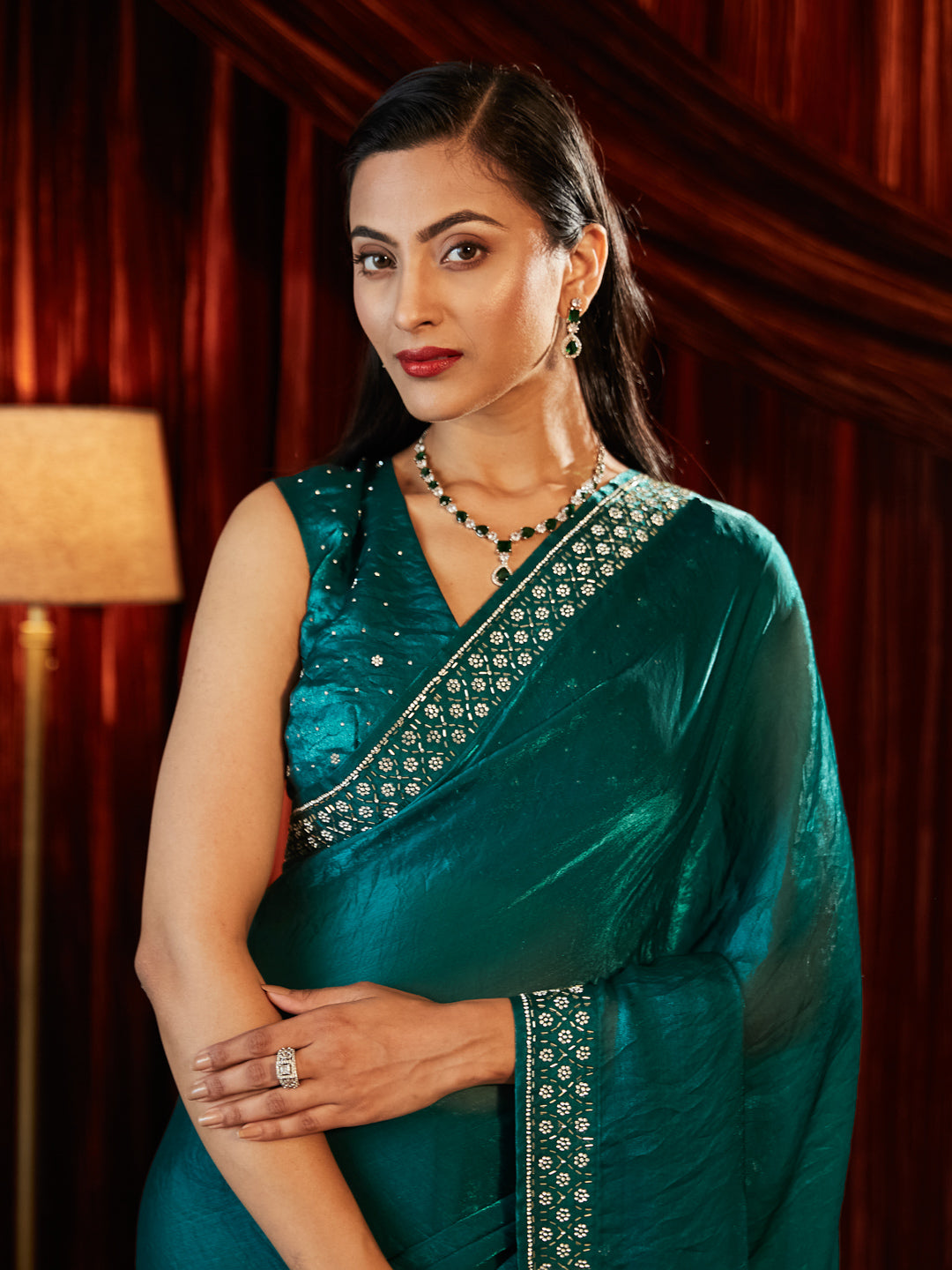 Dhiyona KS Women's Beads and Stones Embellished Saree