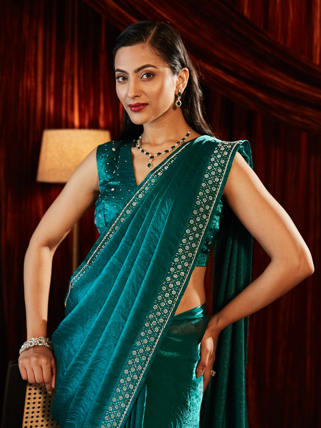 Dhiyona KS Women's Beads and Stones Embellished Saree