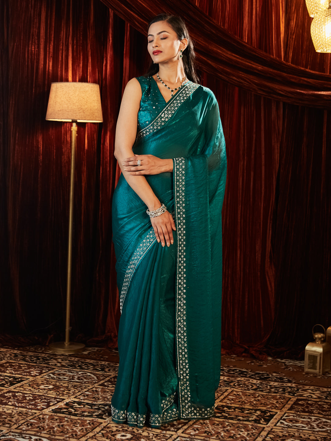 Dhiyona KS Women's Beads and Stones Embellished Saree