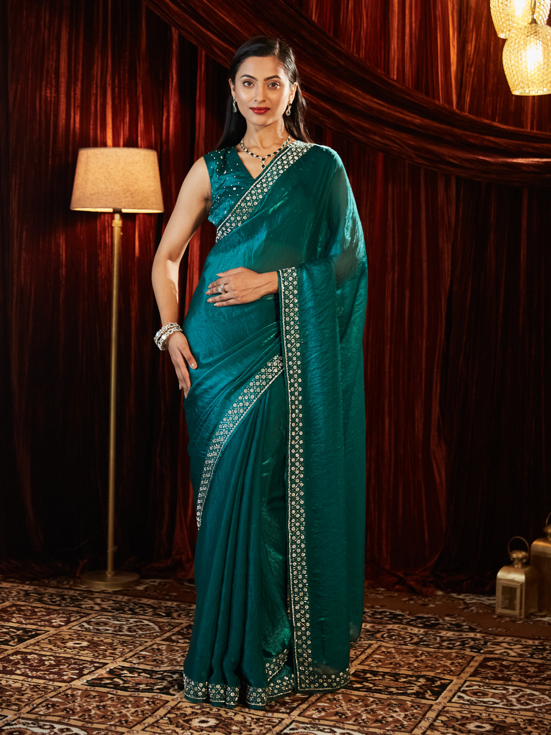 Dhiyona KS Women's Beads and Stones Embellished Saree