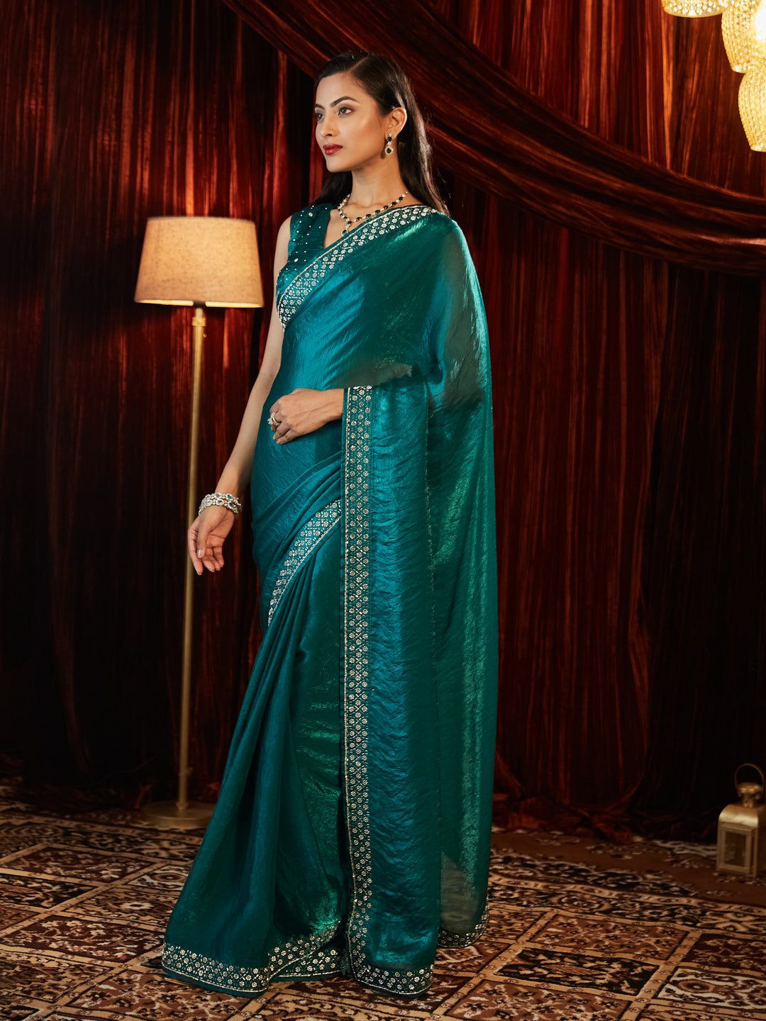 Dhiyona KS Women's Beads and Stones Embellished Saree