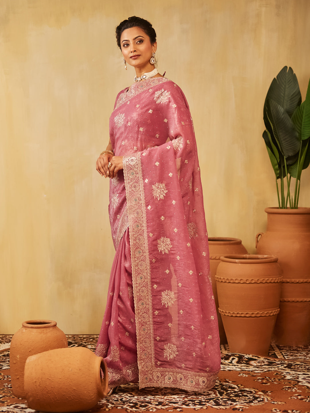 Dhiyona KS Women's Embellished Embroidered Pure Chiffon Saree