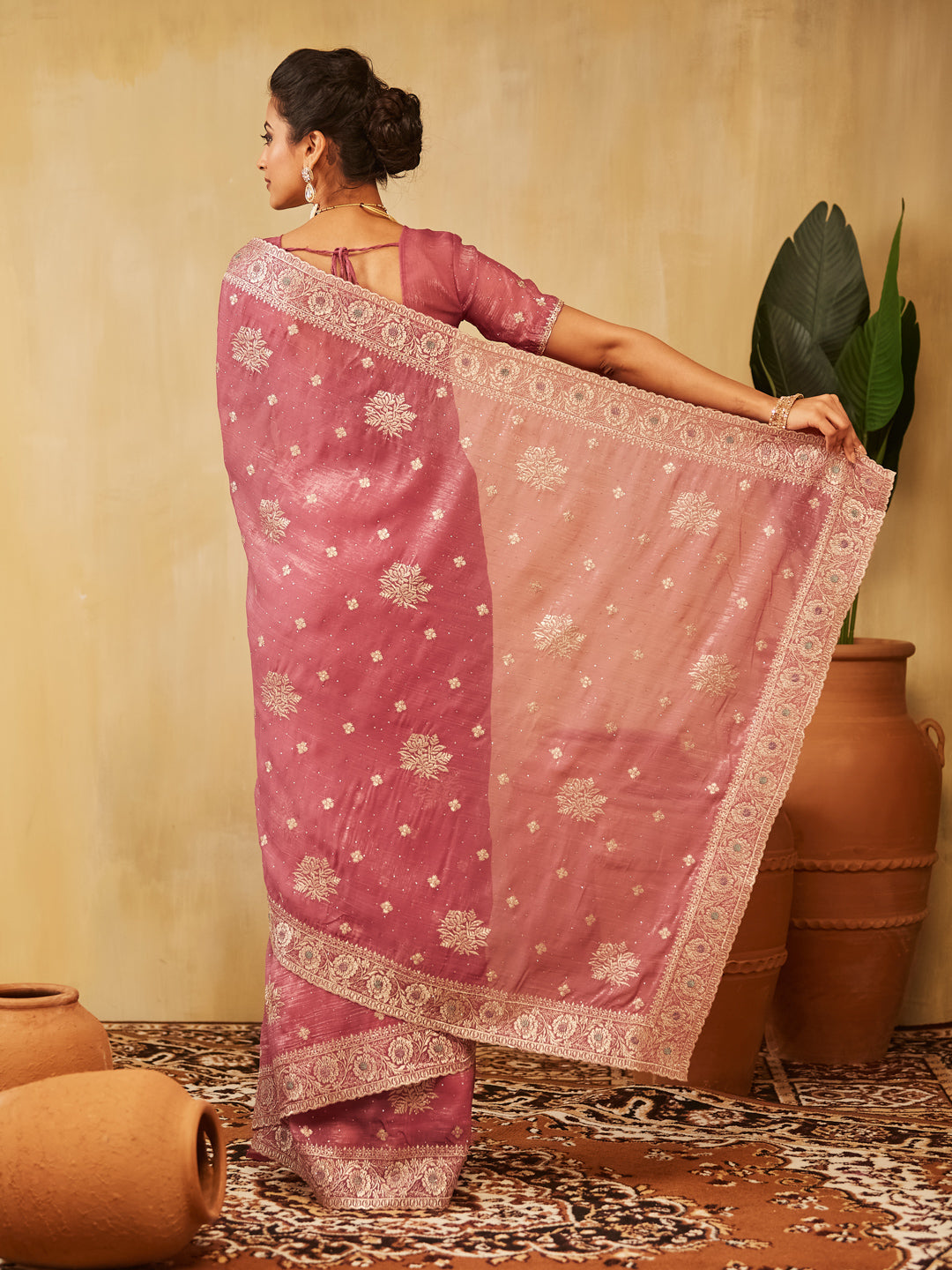 Dhiyona KS Women's Embellished Embroidered Pure Chiffon Saree