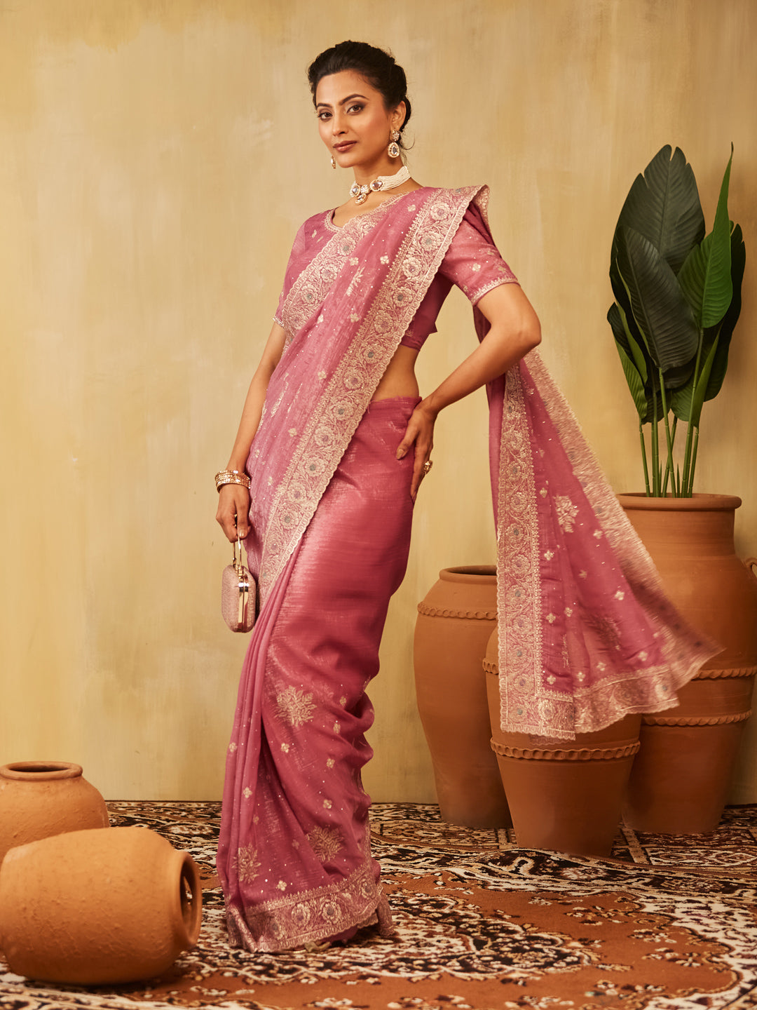 Dhiyona KS Women's Embellished Embroidered Pure Chiffon Saree