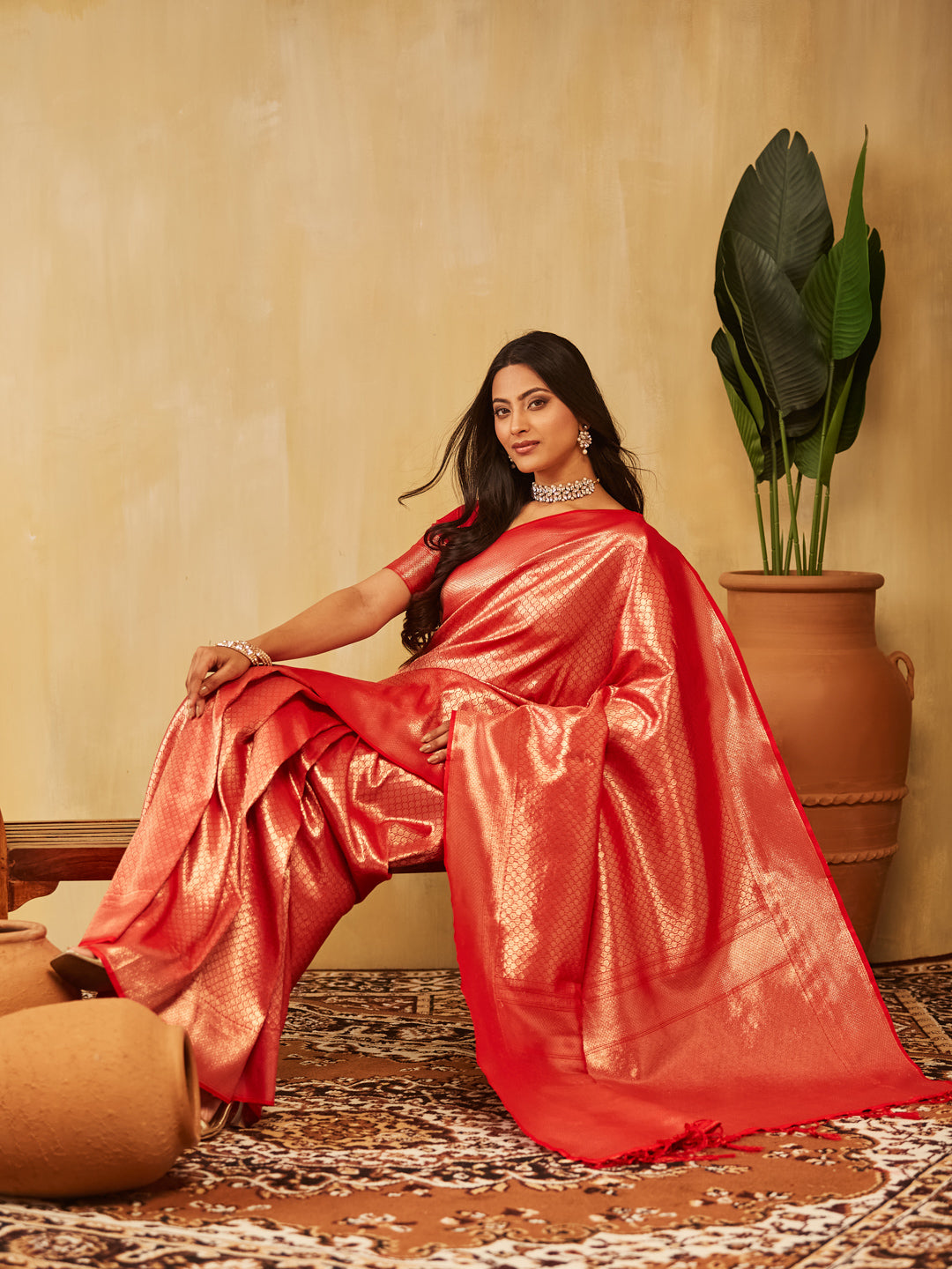 Dhiyona KS Women's Women's Woven Design Zari Art Silk Designer Banarasi Saree