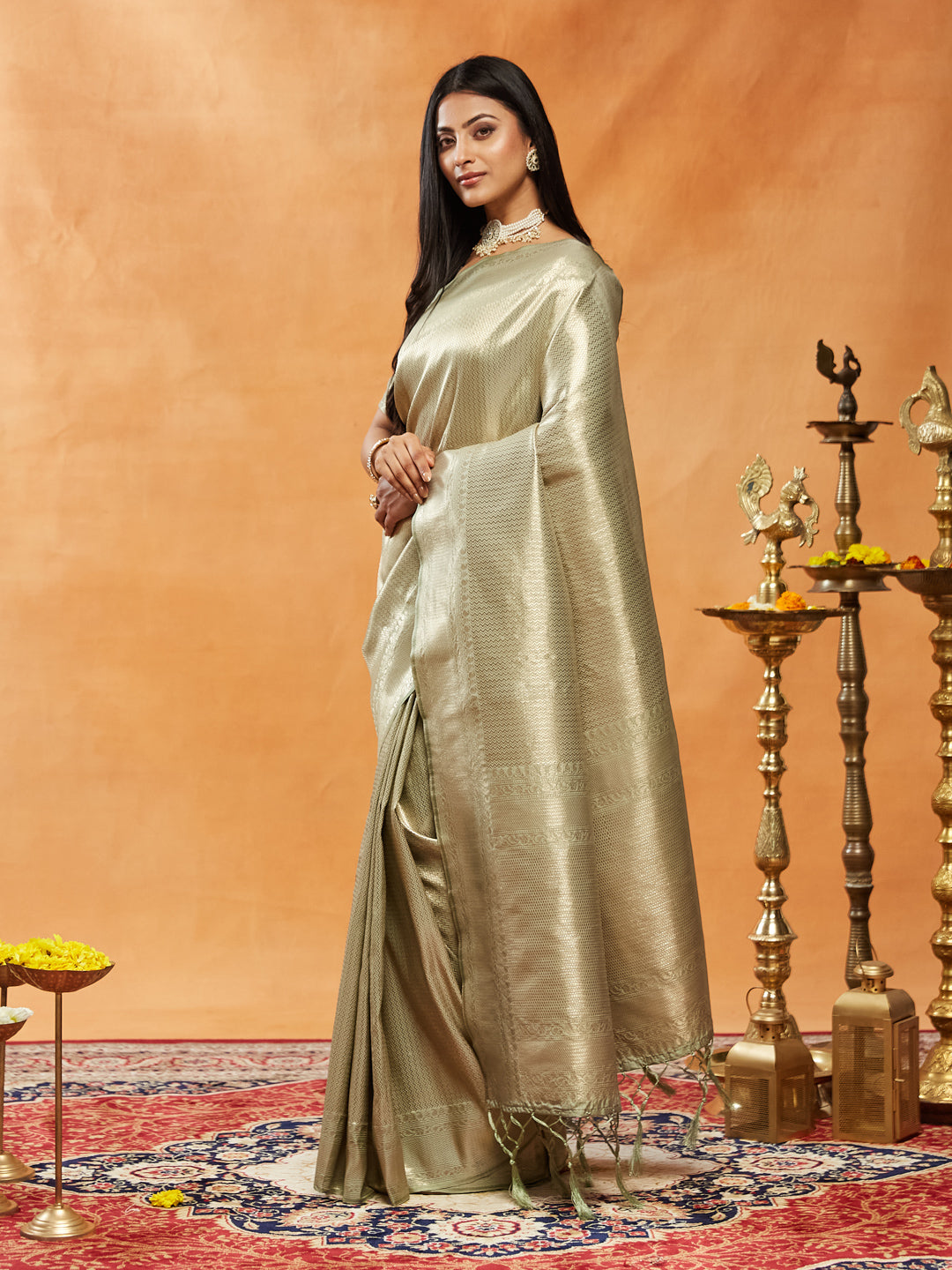Dhiyona KS Women's Woven Design Zari Banarasi Saree