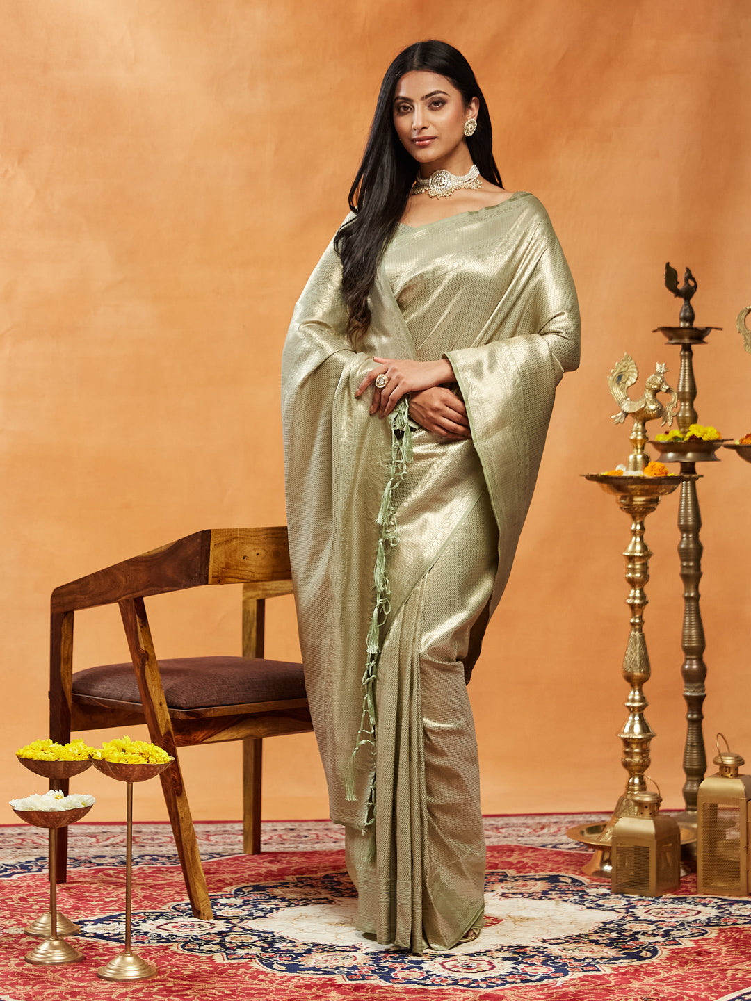 Dhiyona KS Women's Woven Design Zari Banarasi Saree