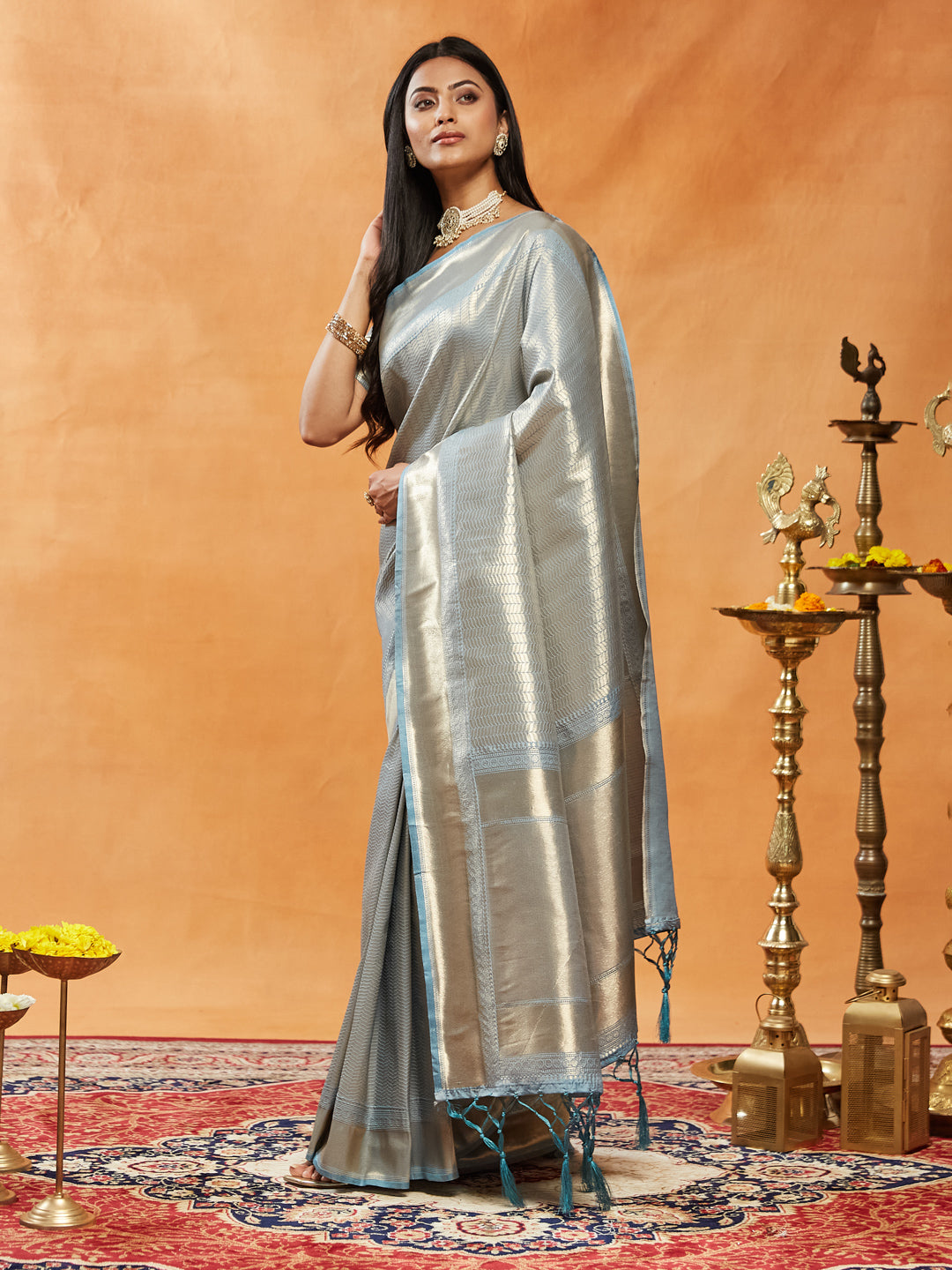 Dhiyona KS Women's Woven Design Zari Banarasi Saree