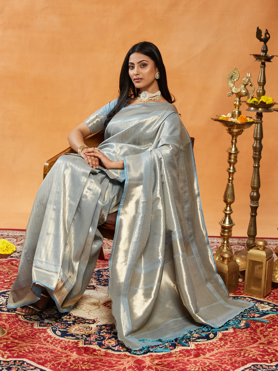 Dhiyona KS Women's Woven Design Zari Banarasi Saree