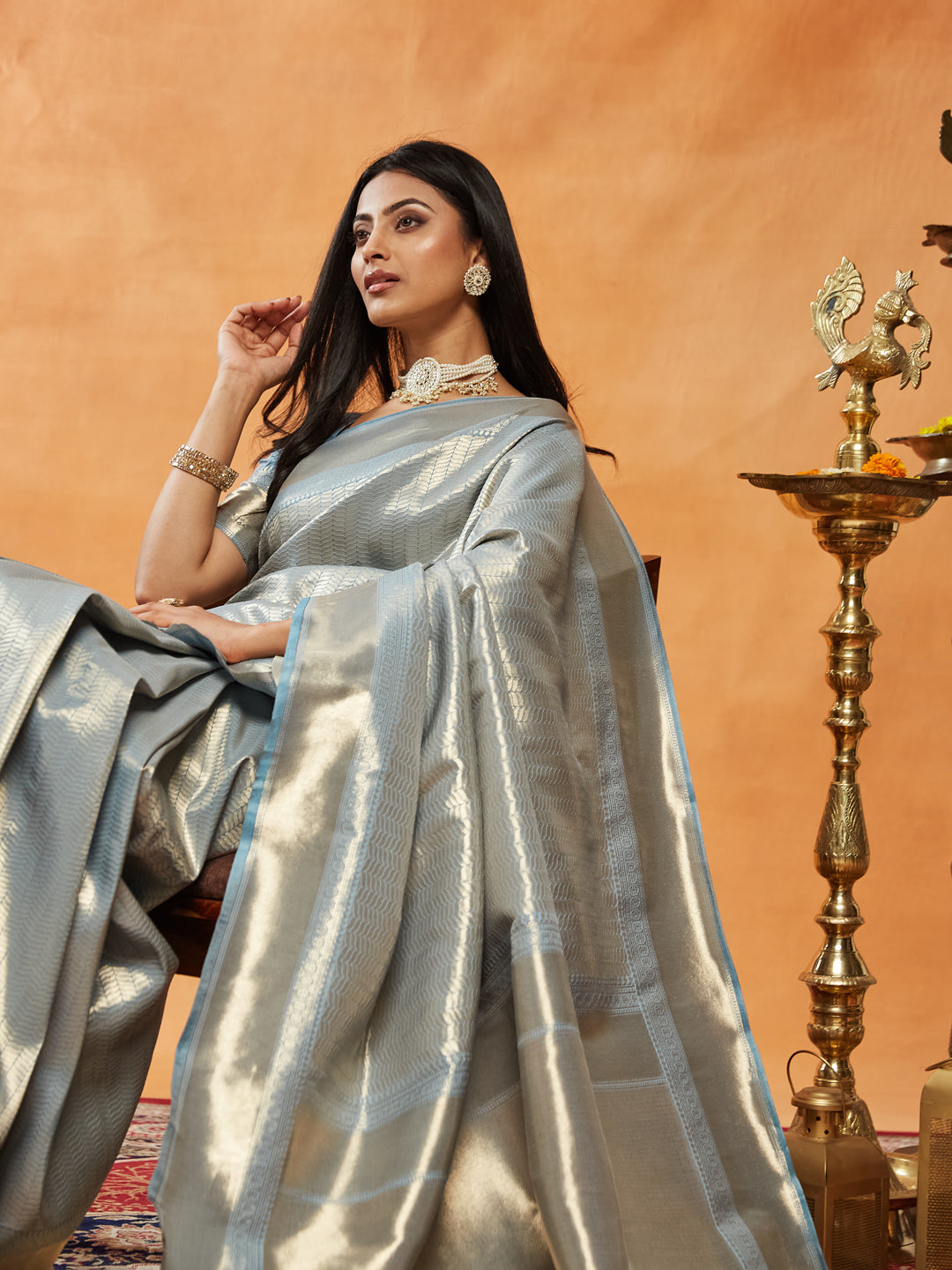 Dhiyona KS Women's Woven Design Zari Banarasi Saree