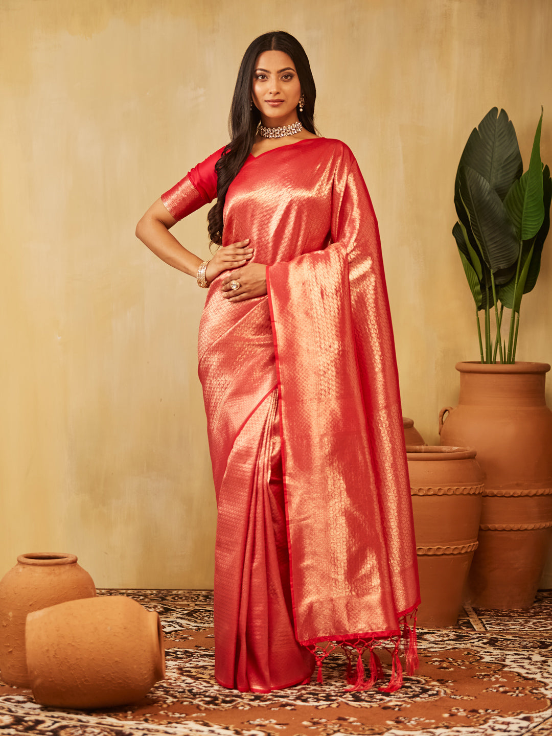Dhiyona KS Women's Woven Design Zari Banarasi Saree