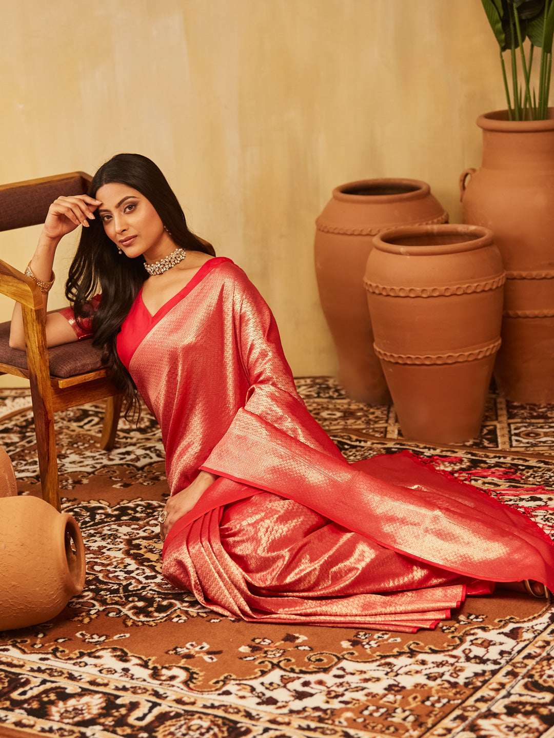 Dhiyona KS Women's Woven Design Zari Banarasi Saree