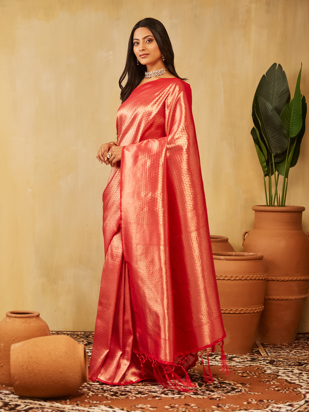 Dhiyona KS Women's Woven Design Zari Banarasi Saree