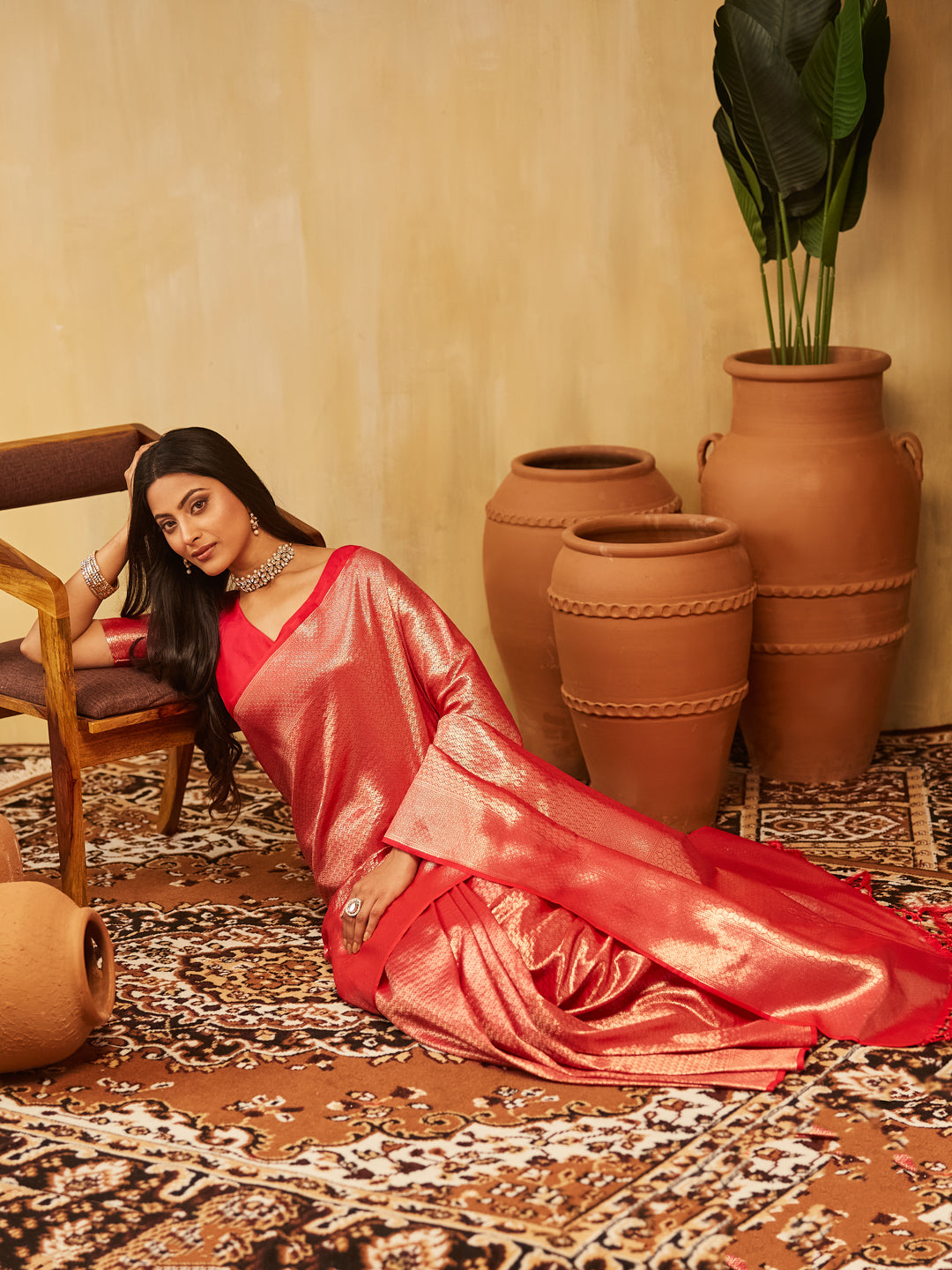 Dhiyona KS Women's Woven Design Zari Banarasi Saree